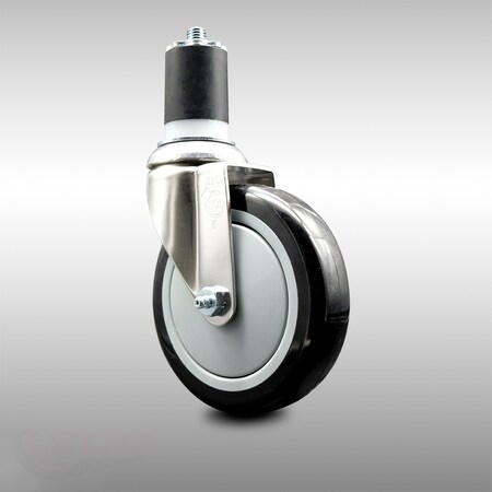 Service Caster 5 Inch 316SS Black Polyurethane Wheel Swivel 1-3/4 Inch Expanding Stem Caster SCC-SS316EX20S514-PPUB-BLK-134